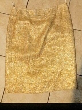 👑 Archive Dolce & Gabbana Liquid Gold Metallic Tweed/Silk Skirt 👑​ Size 44